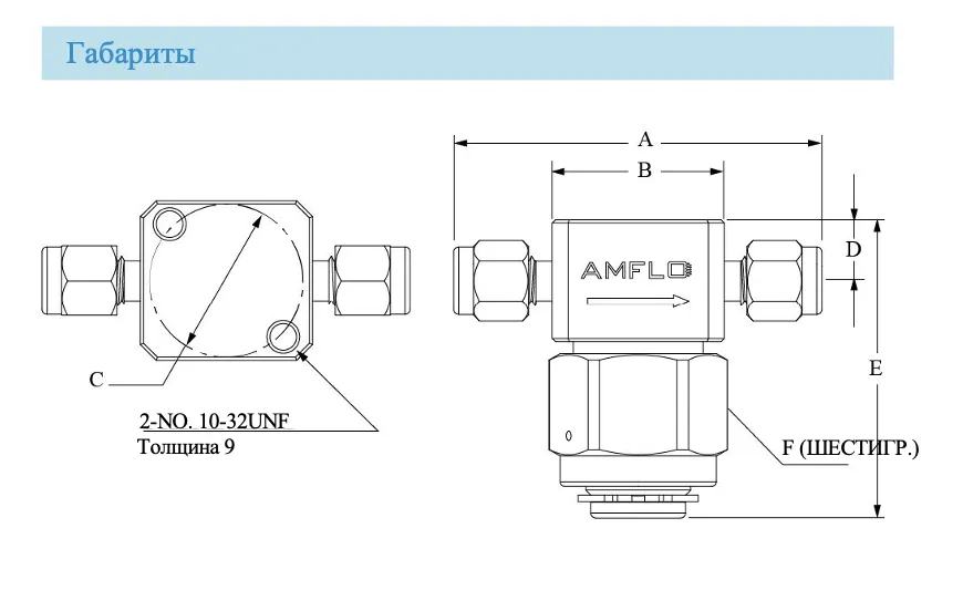 Фильтр газовый AMFLO FT10 T-образный, максимальное давление 413 бар